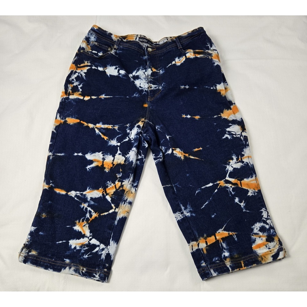 REVOLT Women's Cropped Fun‎ Stylish Tie Dye Denim Jeans Beach to Street Wear 20